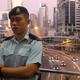 An officer on hand at the demonstrations.